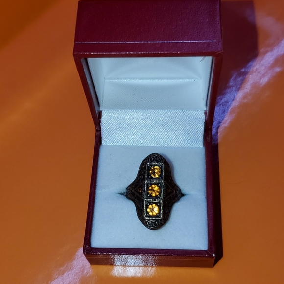 Art Deco Gold Topaz Ring - Picture 2 of 11